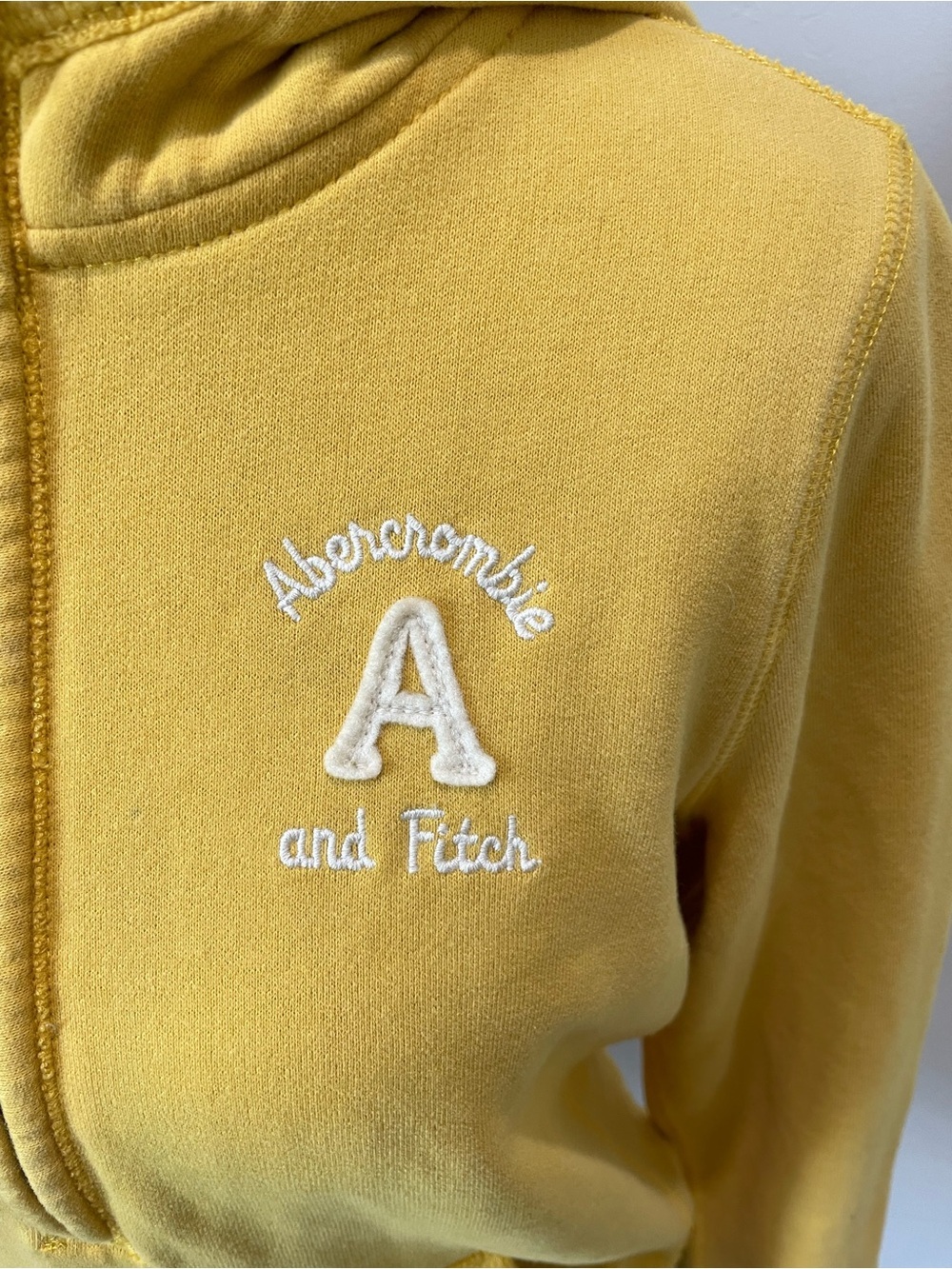 Abercrombie & Fitch Yellow Half-Zip Hoodie with Embroidered A Y2K - Picture 2 of 7